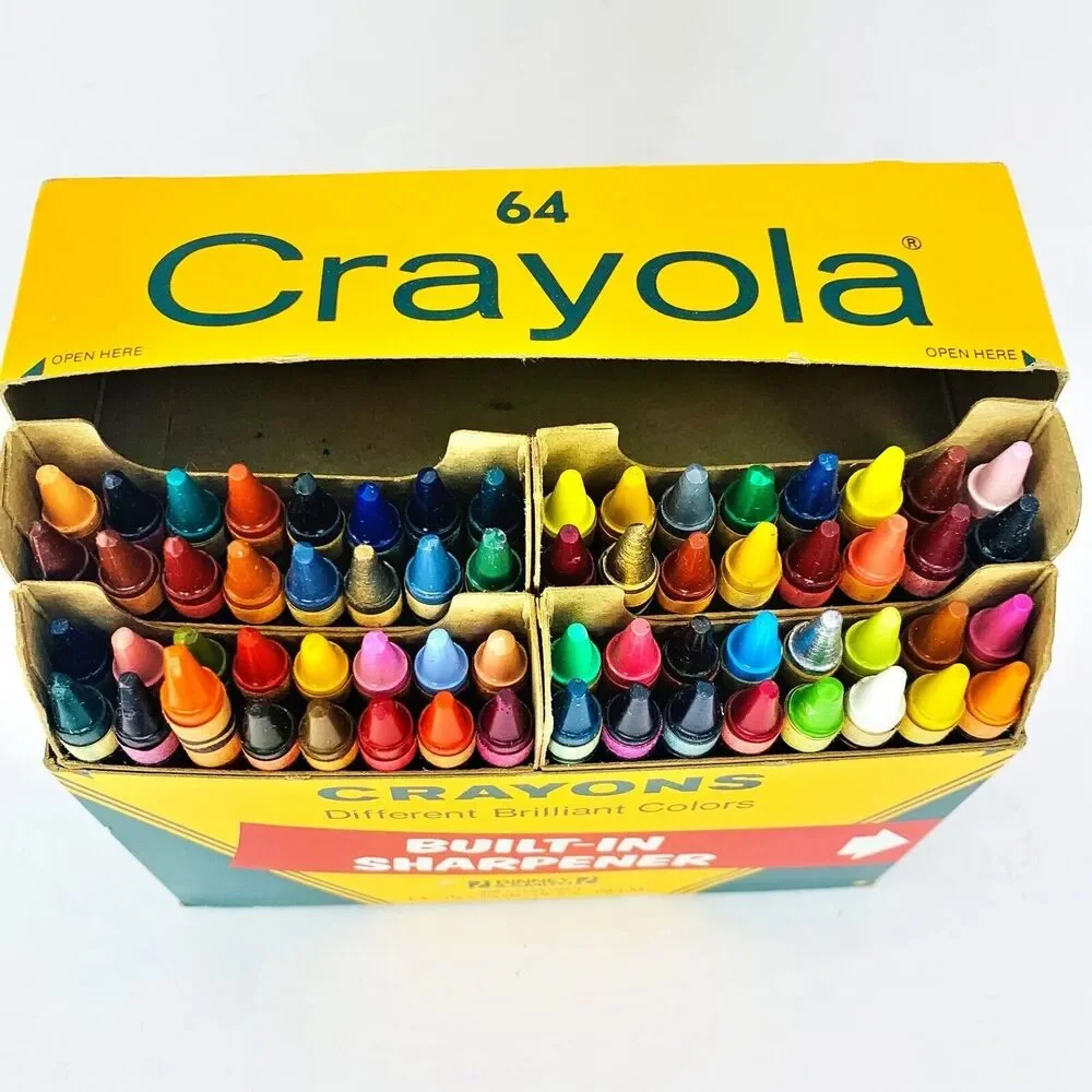 Vintage Crayola Crayons 64 Built-In Sharpener Binney Smith - 10 Retired‎ Colors!